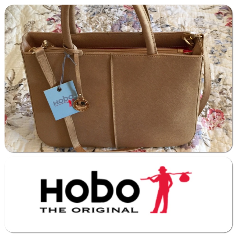 Hobo Original Mariella gold saffiano leather bag